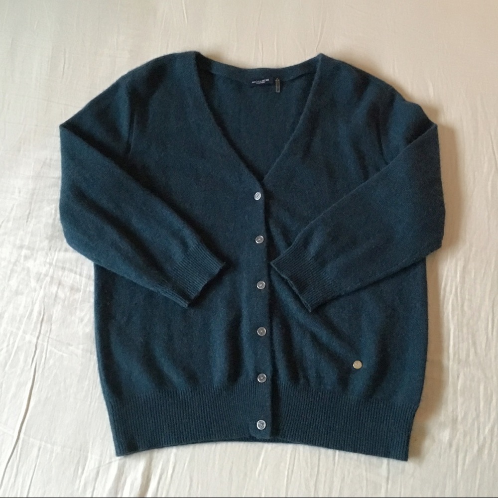 Magaschoni Marbled Green 3/4 Cashmere Cardigan S